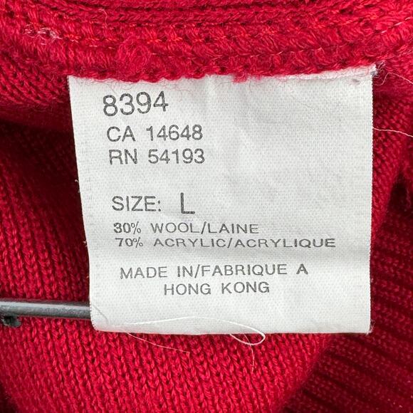 VTG Bogner Red Wool Blend Embroidered Crest Crown Deer Ski Sweater Size Large - Picture 9 of 13